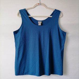 Chico's Womens Blue Scoop Neck Wide Strap Regular Fit Tank Top Size XL/16
